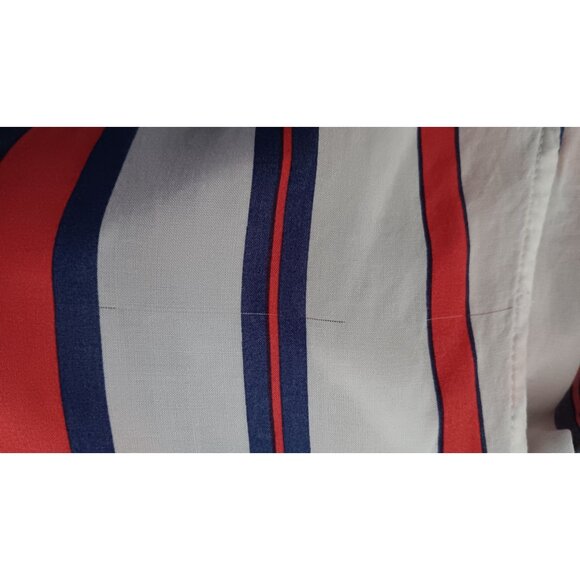 MacDougal & Houston Large Strip Flowy Casual Colorful Retro Wrap Nautical Top - Picture 5 of 5